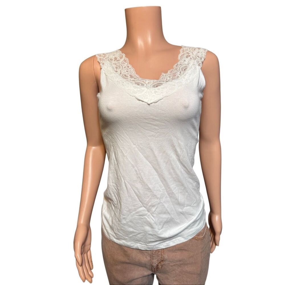 Col story white lace-trimmed camiso top M